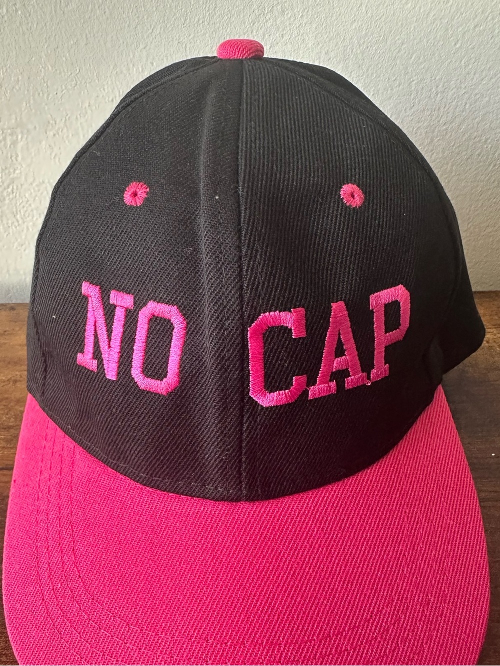 Black & Hot Pink "NO CAP" Embroidered Baseball Hat Snap Back Women’s Hat NWT